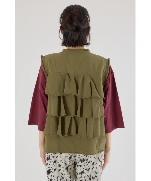 RODEO CROWNS WIDE BOWL（ロデオクラウンズワイドボウル）の「バックフリルベスト（ベスト・レディース・ブルー/ブラック/カーキ・FREE）」の20枚目の写真