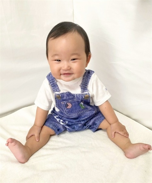 BUDDY Lee(バディーリー)の「【Buddy Lee】転写プリント半袖カバーオール <綿100%>(ロンパース・キッズ・ネイビー/ブラック・70/80)」の1枚目の写真