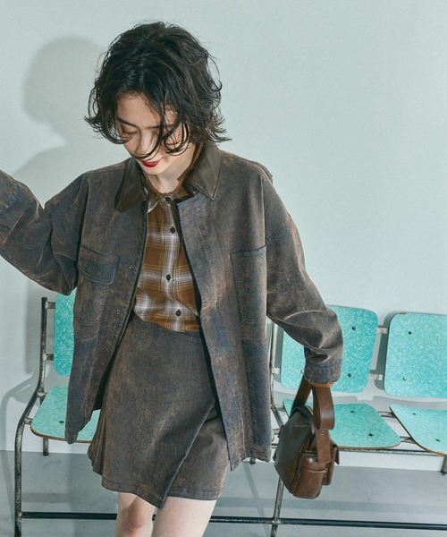 niko and...（ニコアンド）の「フロッキーアソートワークジャケット（デニムジャケット・レディース・ブラウン/ベージュ/ブラック・FREE）」の12枚目の写真