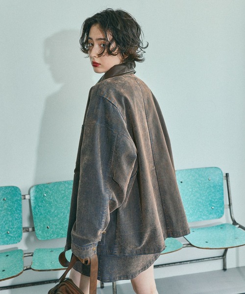 niko and...（ニコアンド）の「フロッキーアソートワークジャケット（デニムジャケット・レディース・ブラウン/ベージュ/ブラック・FREE）」の11枚目の写真