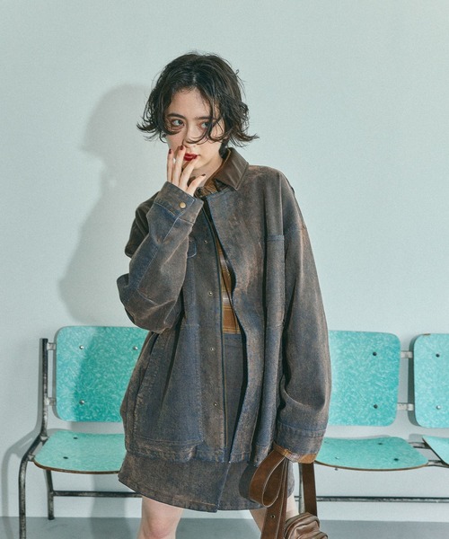 niko and...（ニコアンド）の「フロッキーアソートワークジャケット（デニムジャケット・レディース・ブラウン/ベージュ/ブラック・FREE）」の10枚目の写真