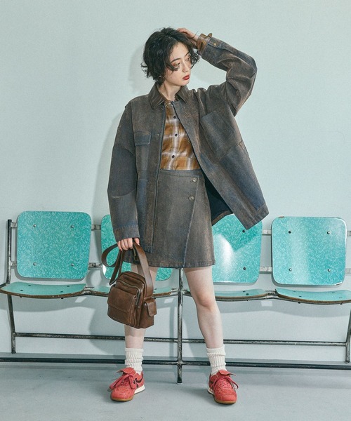 niko and...（ニコアンド）の「フロッキーアソートワークジャケット（デニムジャケット・レディース・ブラウン/ベージュ/ブラック・FREE）」の9枚目の写真