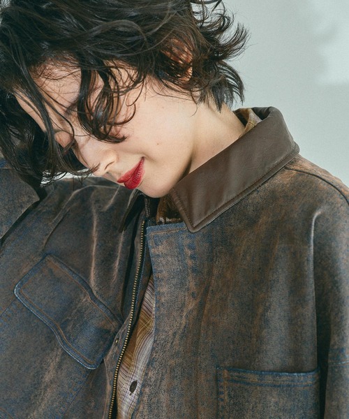 niko and...（ニコアンド）の「フロッキーアソートワークジャケット（デニムジャケット・レディース・ブラウン/ベージュ/ブラック・FREE）」の7枚目の写真