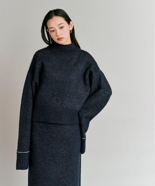 美品♪ ジプソフィア リバーシブル ウール バイカラー ニット セール】リバーシブル バイカラー ニット トップス / Reversible