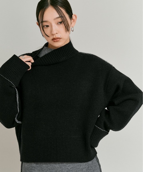 セール】リバーシブル バイカラー ニット トップス / Reversible