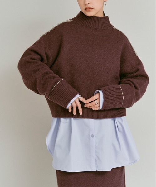 W:Huku(フーク)の「リバーシブル バイカラー ニット トップス / Reversible Bicolor Knit Top(ニット/セーター・レディース・ブラウン/ブラック/ネイビー・FREE)」の7枚目の写真