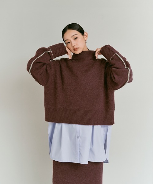 W:Huku(フーク)の「リバーシブル バイカラー ニット トップス / Reversible Bicolor Knit Top(ニット/セーター・レディース・ブラウン/ブラック/ネイビー・FREE)」の9枚目の写真