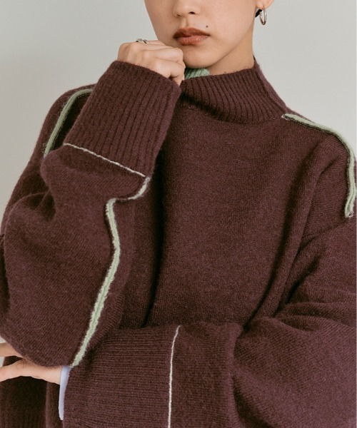 セール】リバーシブル バイカラー ニット トップス / Reversible