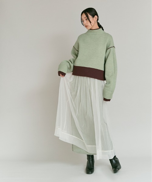 W:Huku(フーク)の「リバーシブル バイカラー ニット トップス / Reversible Bicolor Knit Top(ニット/セーター・レディース・ブラウン/ブラック/ネイビー・FREE)」の16枚目の写真