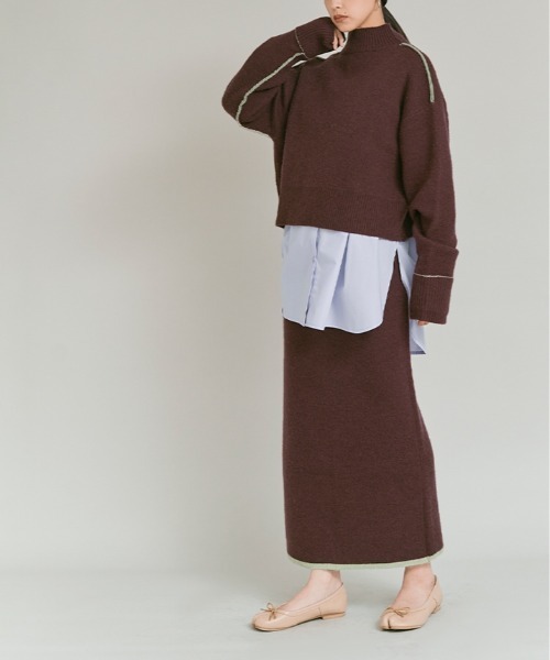 W:Huku(フーク)の「リバーシブル バイカラー ニット トップス / Reversible Bicolor Knit Top(ニット/セーター・レディース・ブラウン/ブラック/ネイビー・FREE)」の17枚目の写真