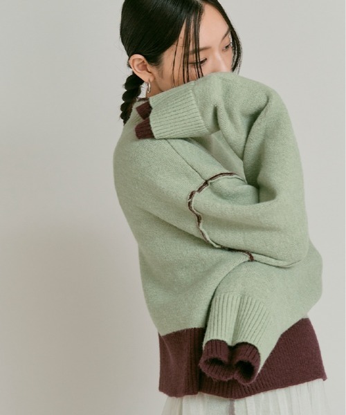 W:Huku(フーク)の「リバーシブル バイカラー ニット トップス / Reversible Bicolor Knit Top(ニット/セーター・レディース・ブラウン/ブラック/ネイビー・FREE)」の18枚目の写真