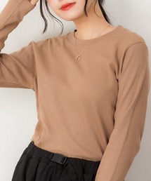 リブクルーネック長袖Tシャツ