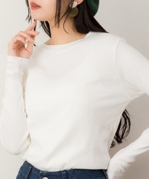 リブクルーネック長袖Tシャツ