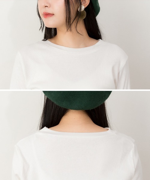RCD(アールシーディー)の「リブクルーネック長袖Tシャツ(Tシャツ/カットソー・レディース・オフホワイト/ベージュ/ブラック・L/M/3L/LL)」の16枚目の写真
