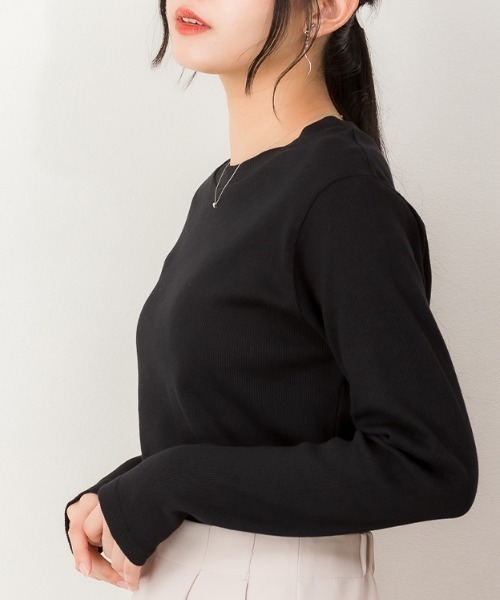 RCD(アールシーディー)の「リブクルーネック長袖Tシャツ(Tシャツ/カットソー・レディース・オフホワイト/ベージュ/ブラック・L/M/3L/LL)」の15枚目の写真
