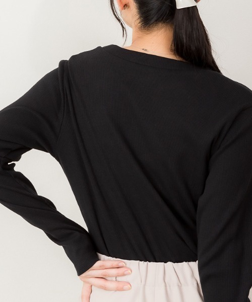 RCD(アールシーディー)の「リブクルーネック長袖Tシャツ(Tシャツ/カットソー・レディース・オフホワイト/ベージュ/ブラック・L/M/3L/LL)」の10枚目の写真