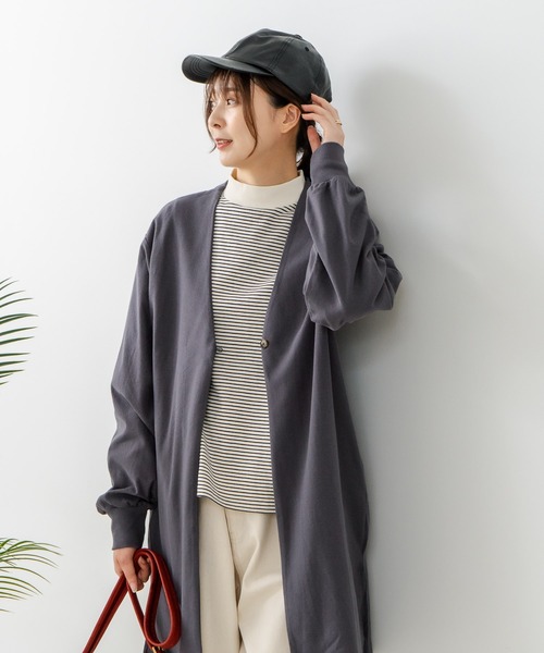 fort point（フォーポイント）の「【C-FORT POINT/フォートポイント】梨地 ロングトッパーカーディガン（カーディガン/ボレロ・レディース・チャコールグレー/ライトグレー/ブラック・FREE）」の2枚目の写真