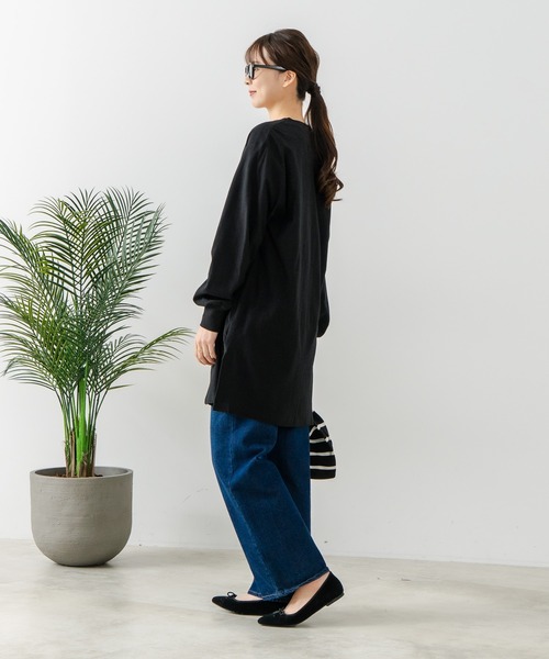 fort point（フォーポイント）の「【C-FORT POINT/フォートポイント】梨地 ロングトッパーカーディガン（カーディガン/ボレロ・レディース・チャコールグレー/ライトグレー/ブラック・FREE）」の6枚目の写真