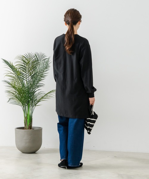 fort point（フォーポイント）の「【C-FORT POINT/フォートポイント】梨地 ロングトッパーカーディガン（カーディガン/ボレロ・レディース・チャコールグレー/ライトグレー/ブラック・FREE）」の7枚目の写真