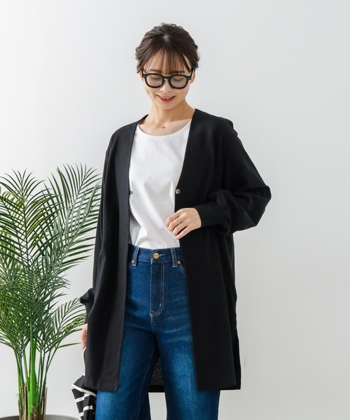 fort point（フォーポイント）の「【C-FORT POINT/フォートポイント】梨地 ロングトッパーカーディガン（カーディガン/ボレロ・レディース・チャコールグレー/ライトグレー/ブラック・FREE）」の10枚目の写真