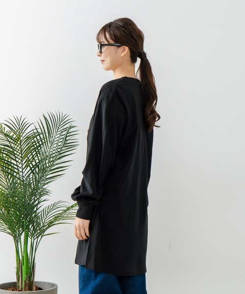 fort point（フォーポイント）の「【C-FORT POINT/フォートポイント】梨地 ロングトッパーカーディガン（カーディガン/ボレロ・レディース・チャコールグレー/ライトグレー/ブラック・FREE）」の11枚目の写真