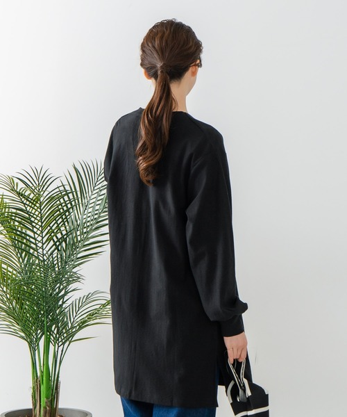 fort point（フォーポイント）の「【C-FORT POINT/フォートポイント】梨地 ロングトッパーカーディガン（カーディガン/ボレロ・レディース・チャコールグレー/ライトグレー/ブラック・FREE）」の12枚目の写真