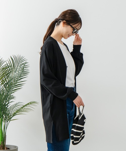 fort point（フォーポイント）の「【C-FORT POINT/フォートポイント】梨地 ロングトッパーカーディガン（カーディガン/ボレロ・レディース・チャコールグレー/ライトグレー/ブラック・FREE）」の13枚目の写真