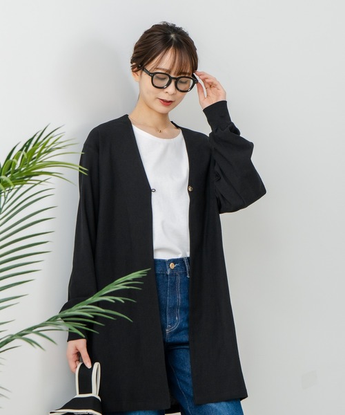 fort point（フォーポイント）の「【C-FORT POINT/フォートポイント】梨地 ロングトッパーカーディガン（カーディガン/ボレロ・レディース・チャコールグレー/ライトグレー/ブラック・FREE）」の14枚目の写真