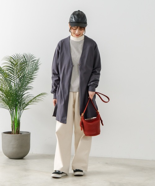 fort point（フォーポイント）の「【C-FORT POINT/フォートポイント】梨地 ロングトッパーカーディガン（カーディガン/ボレロ・レディース・チャコールグレー/ライトグレー/ブラック・FREE）」の16枚目の写真