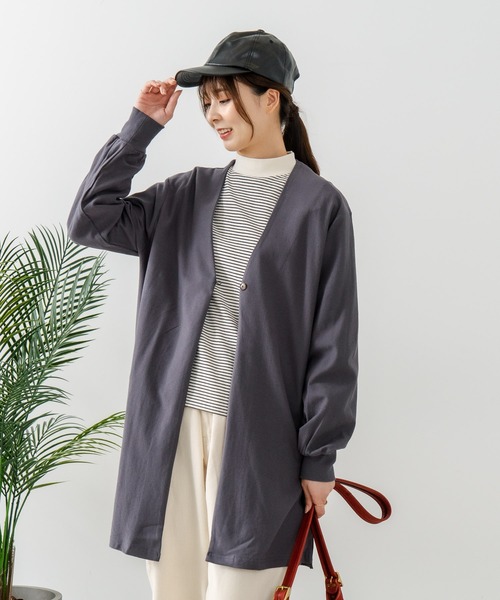 fort point（フォーポイント）の「【C-FORT POINT/フォートポイント】梨地 ロングトッパーカーディガン（カーディガン/ボレロ・レディース・チャコールグレー/ライトグレー/ブラック・FREE）」の17枚目の写真