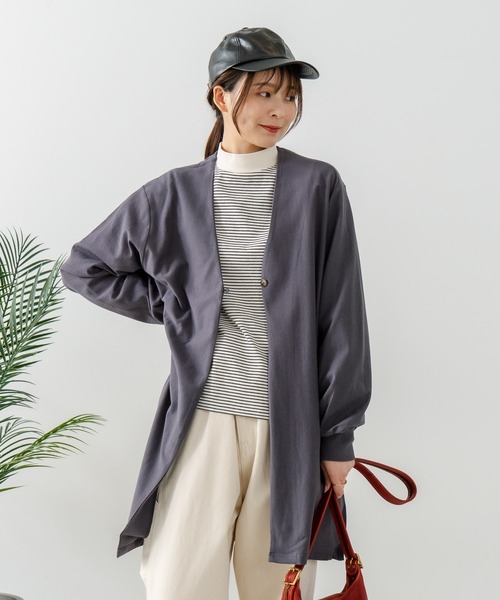 fort point（フォーポイント）の「【C-FORT POINT/フォートポイント】梨地 ロングトッパーカーディガン（カーディガン/ボレロ・レディース・チャコールグレー/ライトグレー/ブラック・FREE）」の18枚目の写真