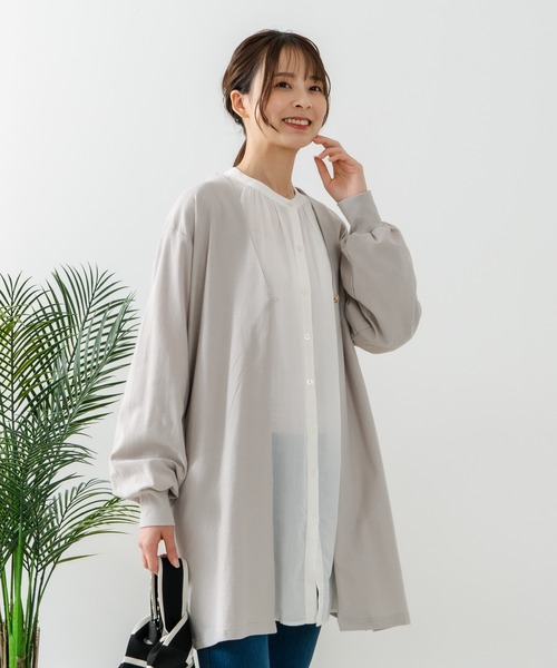 fort point（フォーポイント）の「【C-FORT POINT/フォートポイント】梨地 ロングトッパーカーディガン（カーディガン/ボレロ・レディース・チャコールグレー/ライトグレー/ブラック・FREE）」の22枚目の写真