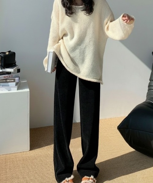 Maison Calme(メゾンカルム)の「ハイウエストコーデュロイタックパンツ ゆったりシルエット(その他パンツ・レディース・ブラック/ブラウン/グレー/アイボリー・M/L)」の8枚目の写真