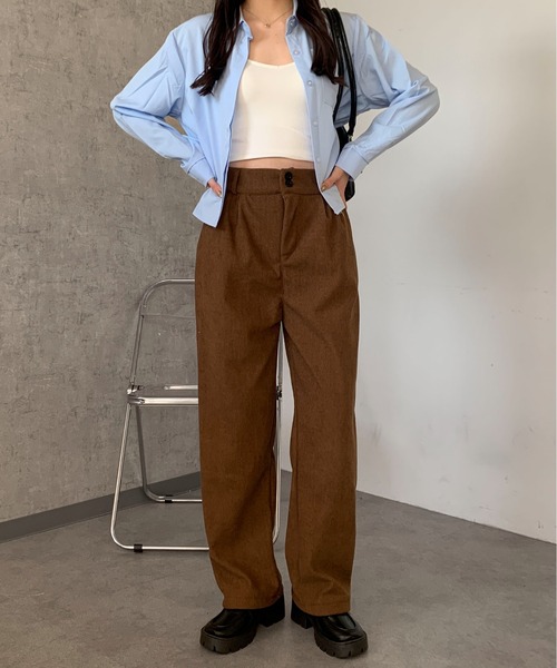 Maison Calme(メゾンカルム)の「ハイウエストコーデュロイタックパンツ ゆったりシルエット(その他パンツ・レディース・ブラック/ブラウン/グレー/アイボリー・M/L)」の21枚目の写真