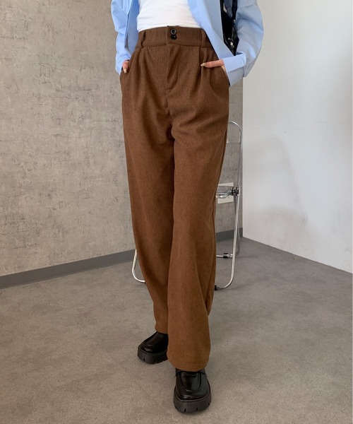 Maison Calme(メゾンカルム)の「ハイウエストコーデュロイタックパンツ ゆったりシルエット(その他パンツ・レディース・ブラック/ブラウン/グレー/アイボリー・M/L)」の22枚目の写真