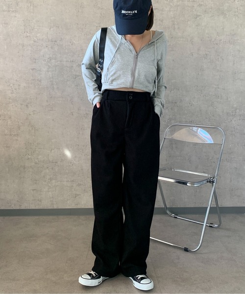 Maison Calme(メゾンカルム)の「ハイウエストコーデュロイタックパンツ ゆったりシルエット(その他パンツ・レディース・ブラック/ブラウン/グレー/アイボリー・M/L)」の14枚目の写真