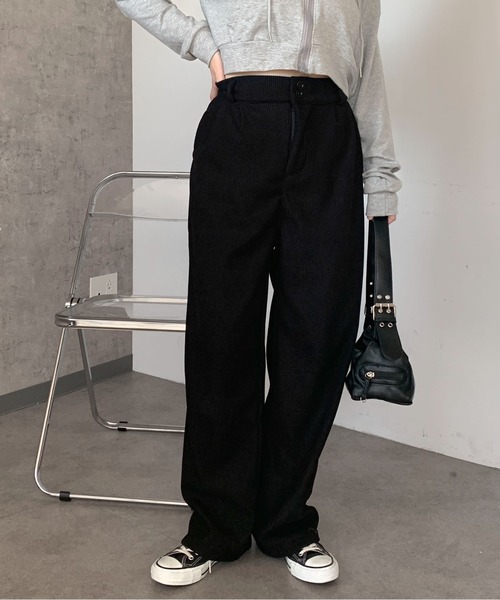 Maison Calme(メゾンカルム)の「ハイウエストコーデュロイタックパンツ ゆったりシルエット(その他パンツ・レディース・ブラック/ブラウン/グレー/アイボリー・M/L)」の15枚目の写真