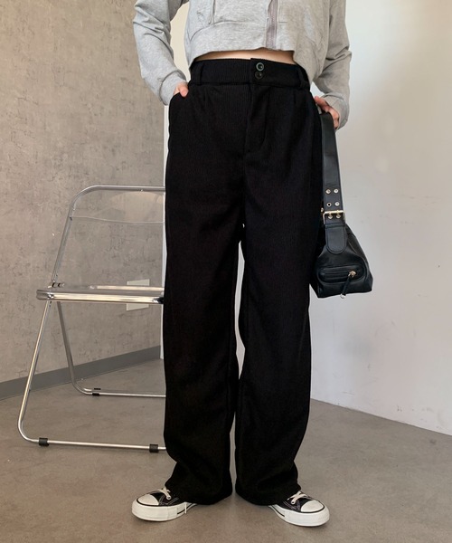 Maison Calme(メゾンカルム)の「ハイウエストコーデュロイタックパンツ ゆったりシルエット(その他パンツ・レディース・ブラック/ブラウン/グレー/アイボリー・M/L)」の17枚目の写真