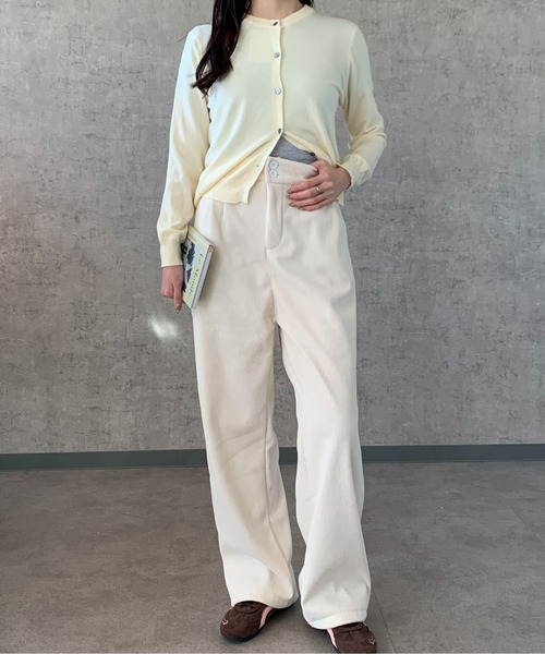 Maison Calme(メゾンカルム)の「ハイウエストコーデュロイタックパンツ ゆったりシルエット(その他パンツ・レディース・ブラック/ブラウン/グレー/アイボリー・M/L)」の13枚目の写真