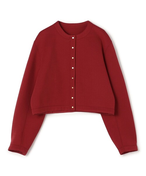 TOMORROWLAND collection（トゥモローランドコレクション）の「ダンボールニット クルーネックジャケット（カーディガン/ボレロ・レディース・レッド/ブラック・36）」の2枚目の写真