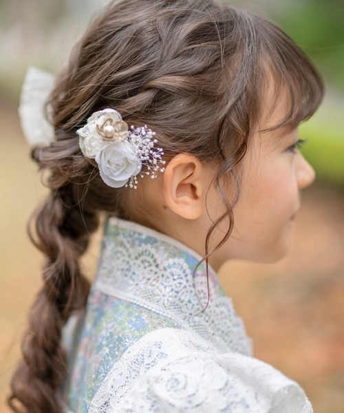 Catherine Cottage(キャサリンコテージ)の「レースフラワーコーム&Uピンセット(その他ヘアアクセサリー・キッズ・ホワイト/オレンジ/ブルー・FREE)」の15枚目の写真
