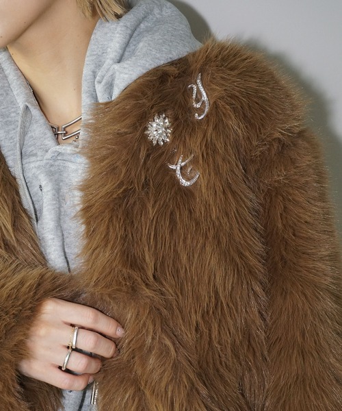 chuclla（チュクラ）の「ノーカラー ブラウンファーショートコート chw25a057（その他アウター・レディース・ブラウン・M/L）」の4枚目の写真