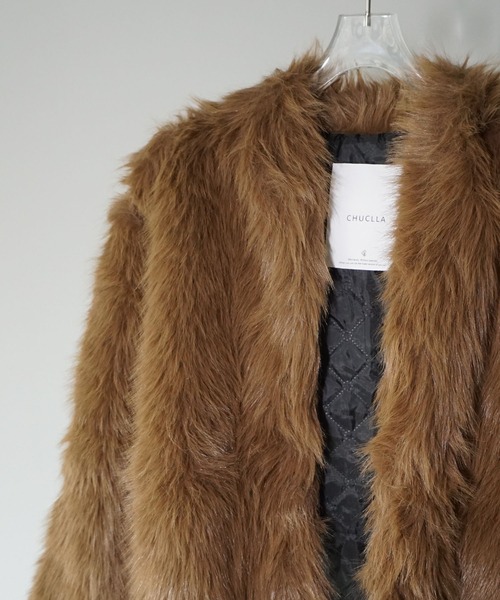 chuclla（チュクラ）の「ノーカラー ブラウンファーショートコート chw25a057（その他アウター・レディース・ブラウン・M/L）」の12枚目の写真