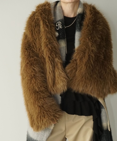 chuclla（チュクラ）の「ノーカラー ブラウンファーショートコート chw25a057（その他アウター・レディース・ブラウン・M/L）」の15枚目の写真