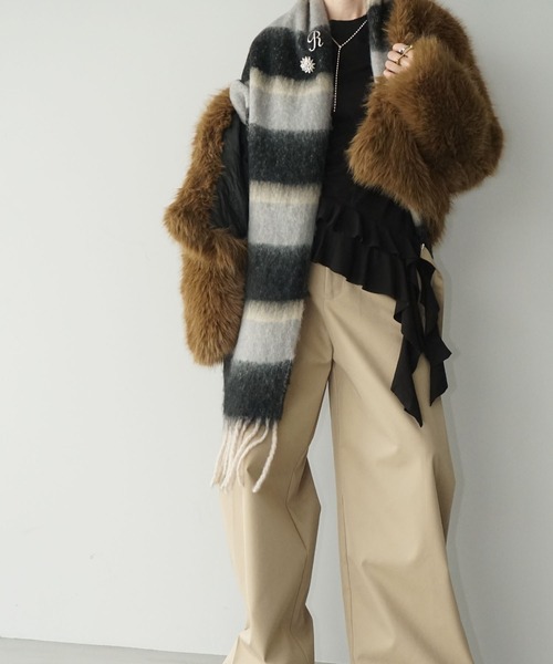 chuclla（チュクラ）の「ノーカラー ブラウンファーショートコート chw25a057（その他アウター・レディース・ブラウン・M/L）」の17枚目の写真