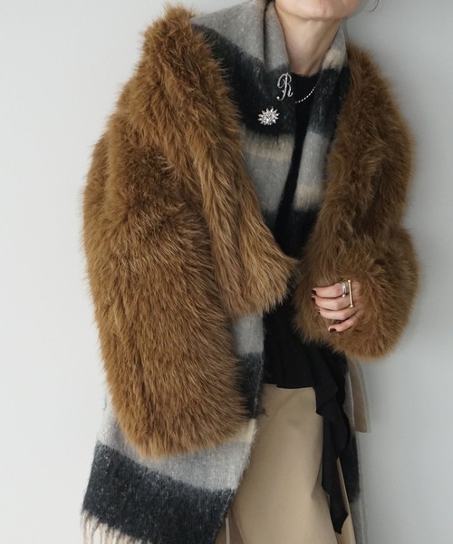 chuclla（チュクラ）の「ノーカラー ブラウンファーショートコート chw25a057（その他アウター・レディース・ブラウン・M/L）」の18枚目の写真