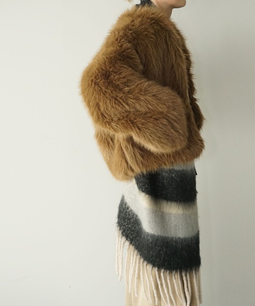 chuclla（チュクラ）の「ノーカラー ブラウンファーショートコート chw25a057（その他アウター・レディース・ブラウン・M/L）」の19枚目の写真