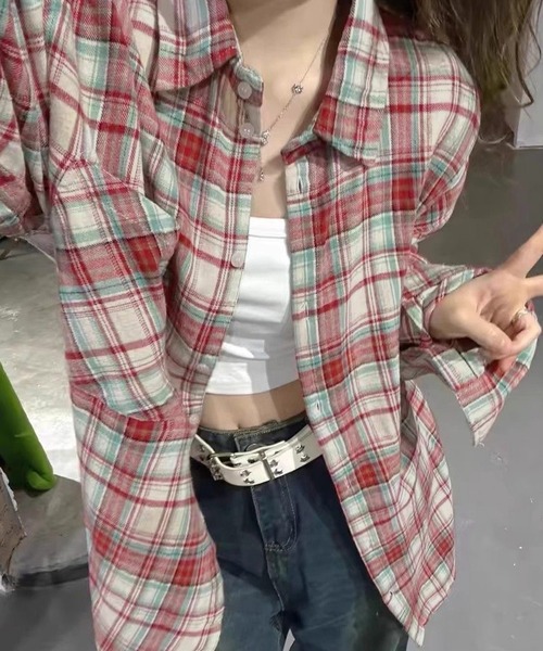 HALEY PESCA（ヘーリーペスカ）の「HALEY PESCA/マルチチェックシャツ（シャツ/ブラウス・レディース・ピンク/ブラウン/ブラック/グリーン/ブルー/レッド/イエロー/オレンジ/ネイビー・FREE）」の8枚目の写真