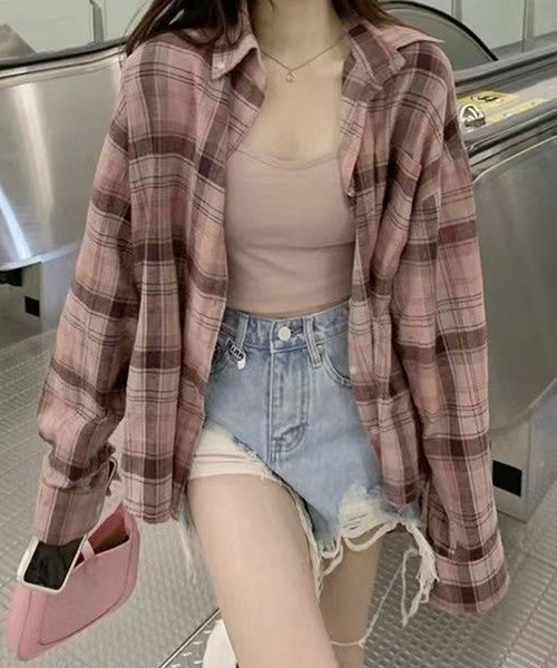 HALEY PESCA（ヘーリーペスカ）の「HALEY PESCA/マルチチェックシャツ（シャツ/ブラウス・レディース・ピンク/ブラウン/ブラック/グリーン/ブルー/レッド/イエロー/オレンジ/ネイビー・FREE）」の7枚目の写真