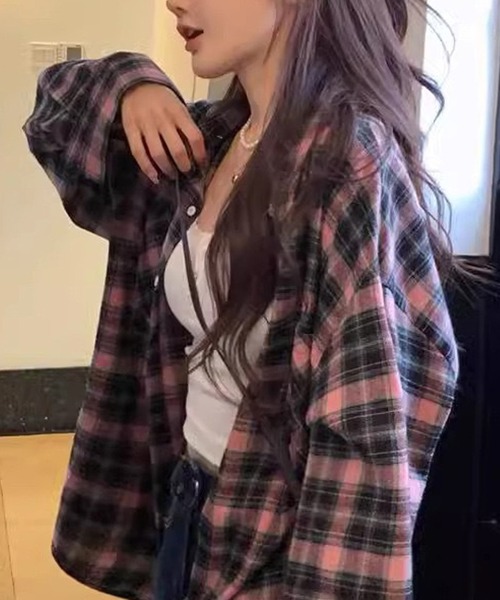 HALEY PESCA（ヘーリーペスカ）の「HALEY PESCA/マルチチェックシャツ（シャツ/ブラウス・レディース・ピンク/ブラウン/ブラック/グリーン/ブルー/レッド/イエロー/オレンジ/ネイビー・FREE）」の12枚目の写真